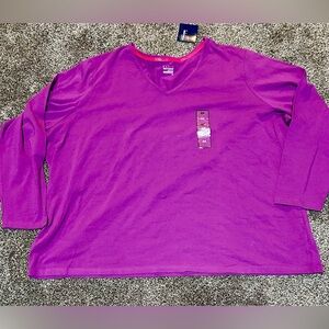 NWT Basic Editions Women's Casual Comfy Plum Top, Size 4X